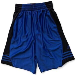 Vintage Adidas Silky Basketball Shorts Blue Black Small S Retro 3-Stripes